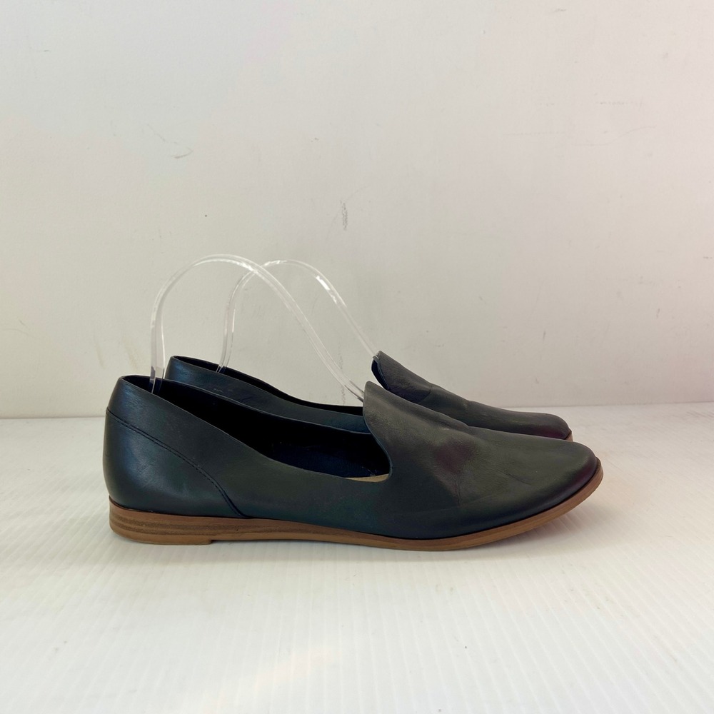 Aldo Black Leather Slip On Loafers Womens 9
